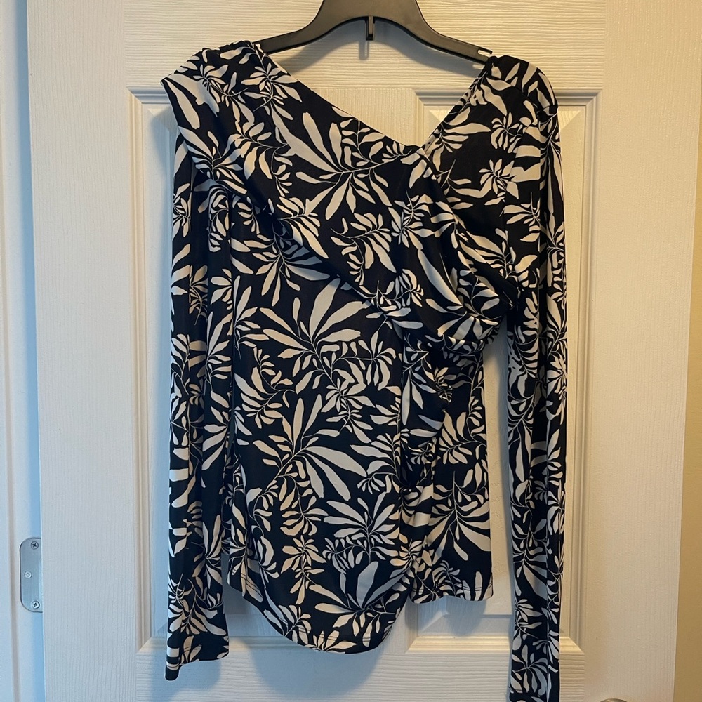 INC International Concepts Black and White Floral Blouse
